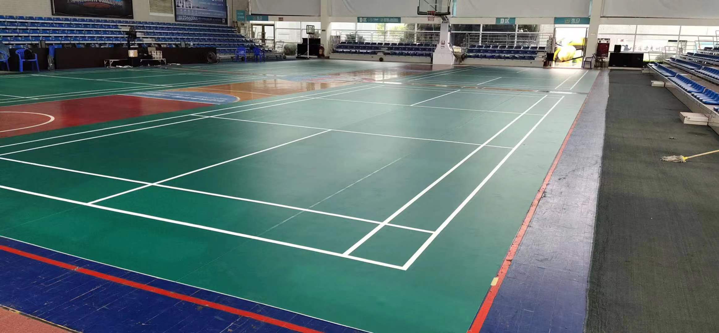 东莞麻涌体院馆可移动篮羽两用球场安装完成